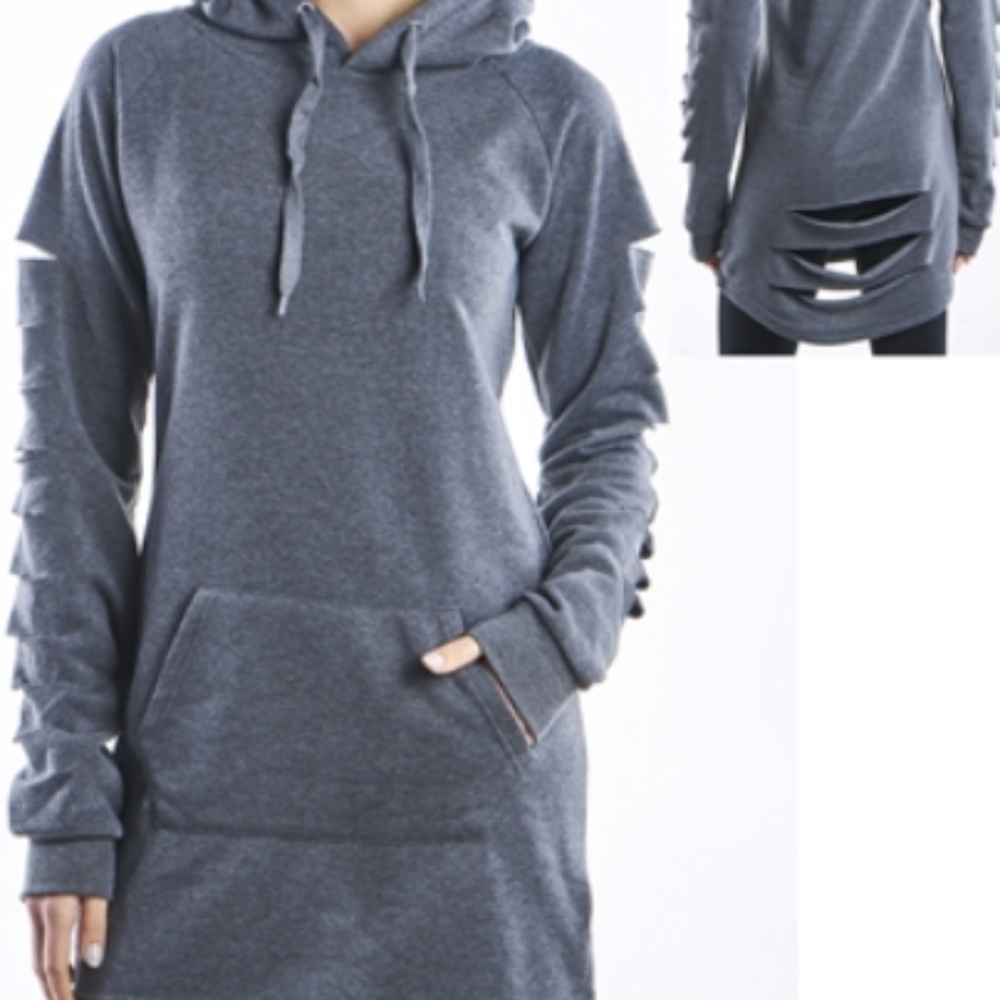 Cut out fleece hoodie